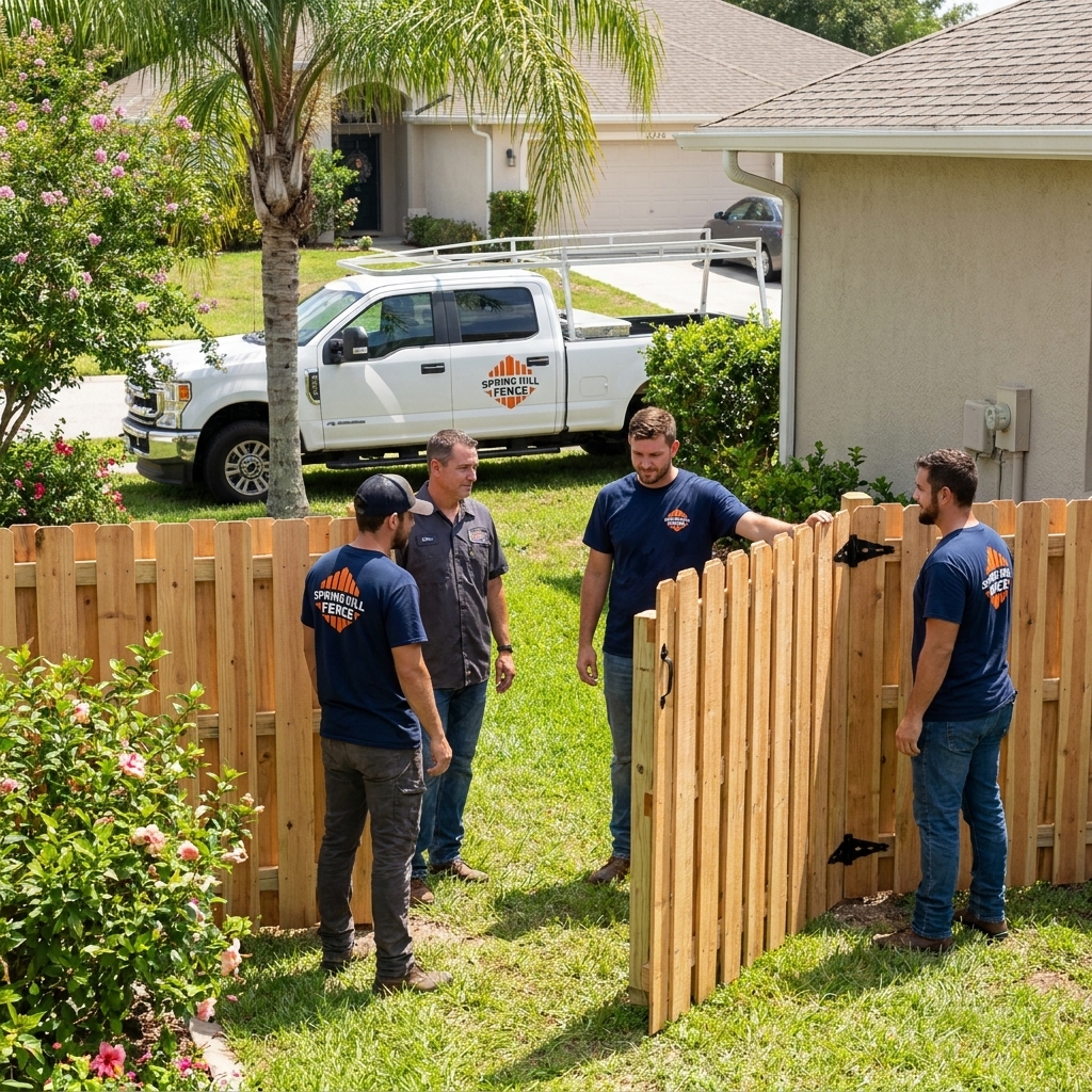 Spring Hill Fence Company - finished backyard wood privacy fence in Spring Hill, FL